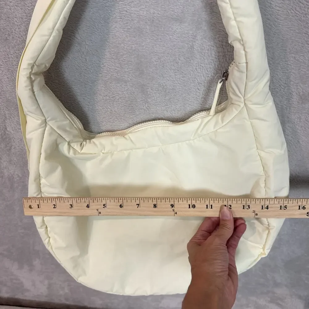 Athleta All About Large Crossbody Hobo Bag Yellow Travel Puffy Casual Sporty New